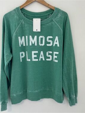 Green 'Mimosa Please' Crewneck Sweatshirt